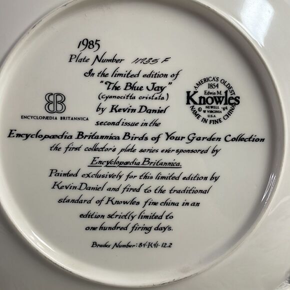Kevin Daniel Blue Jay 1985 Collectors Plate, Plate Ni. 11735F, BlueJays - Picture 4 of 4